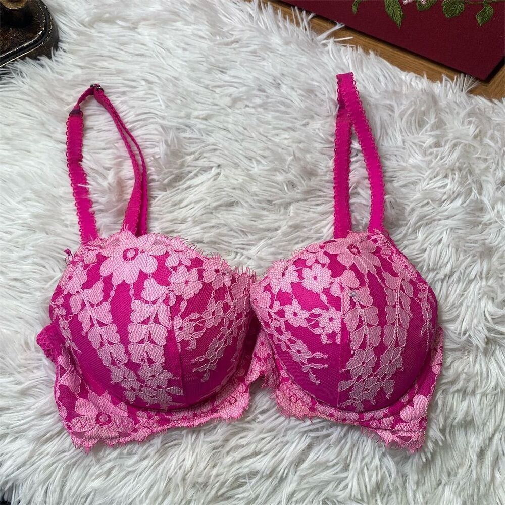 Victoria's Secret Dream Angels Pink Floral Lace Demi Bra 32D
